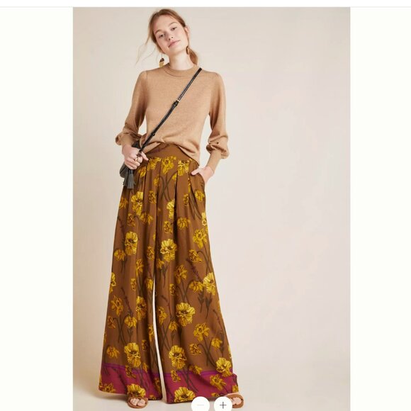 Anthropologie Maeve Terrace Floral Pants Size 4 - Picture 2 of 8